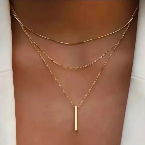 Elegant Silver Layered Necklace - Picture 2 of 2